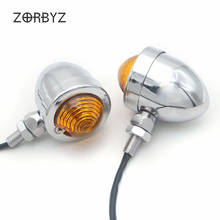 ZORBYZ Motorcycle 1Pair Chrome Metal Bullet Smoke/Amber/Clear Lens Turn Signal Lights Blinker For Harley Honda Yamaha Suzuki 2024 - buy cheap