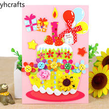 3PCS/Lot Handmade birthday cake Cards Children Happy Birthday favor Creative holiday Blessing Greeting Crafts for kids Mother's 2024 - buy cheap