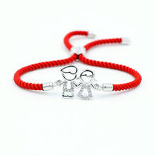 Pulseira feminina, pulseira de prata, de cristal, zircão, menino, menina, com pingentes, pulseira de corda, vermelha da sorte, joias para meninas 2024 - compre barato