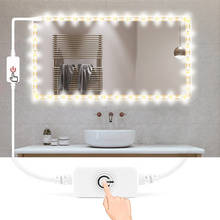 Водонепроницаемая светодиодная лента лампа для зеркала в ванную комнату 5 в USB Сенсорное управление регулируемая полоска светодиодный для зеркала Столовый Текстиль макияж свет 2024 - купить недорого