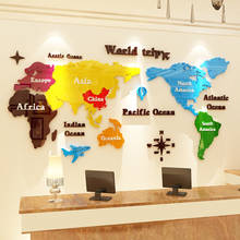 Акриловая объемная карта мира, большие наклейки на стену, декор для гостиной, фона за телевизором, офисное зеркало, карта, домашний декор 2024 - купить недорого