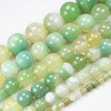 Apple green Stripe Agate 4-16mm Round Loose Beads 15inch ,DIY Jewelry Making ! We provide mixed wholesale for all items ! 2024 - buy cheap