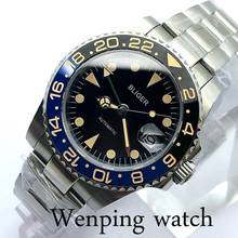 Bliger 40mm Men's Top Luxury Business Mechanical Watch Sapphire Glass Ceramic Bezel Black Dial Luminous Mens GMT Automatic Watch 2024 - buy cheap