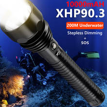 Lanterna de mergulho subaquática dv8 4000lm xhp90,3, lâmpada led, 200m, à prova d'água ipx8, interruptor de controle de escurecimento sem degraus 2024 - compre barato