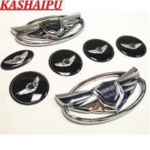 7x kit de emblemas para estilização de automóveis, emblema genesis para hyundai coupe frente/traseira/volante/calota 2024 - compre barato