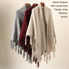 100% Wool Triangle Scarf Women For ladies Winter Autumn  Wrap Shawl Maxi Warm   Pashmina Tassels Cape Poncho Stole Echarpe Femme 2024 - buy cheap