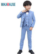 Mikarpois ternos xadrez azuis para meninos, roupas formais de alta qualidade para casamento, traje garcon matrimoniais 2024 - compre barato