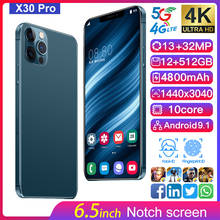 Versão global x30pro 6.7 quad 4800mah octa núcleo quad 12gb + 512gb câmera traseira android 10.0 celular 4g lte smartphone 2024 - compre barato