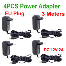 4Pcs 3 Meters Cable EU Plug AC/DC Power adapter charger 3M Power Cable for CCTV Camera AC 100-240V DC 12V 2A (2.1mm * 5.5mm) 2024 - buy cheap