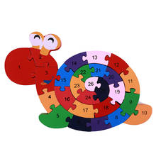 Деревянные головоломки с забавными животными познание головоломки Английский алфавит, обучающая образовательная игрушка в подарок поезд пазл 2024 - купить недорого