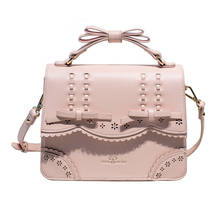 Lolita Bowknot PU Leather Handbag Girls Small Square Bags Female Crossbody Purse Women Travel Shopping Shoulder Messenger Bag 2024 - buy cheap
