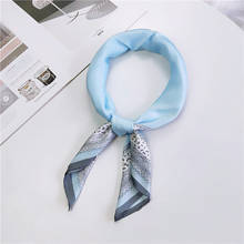 Women Square Scarf 70*70cm Four Season White Feather Print Chiffon Silk Scarves Office Lady Headbands Bandana 2024 - buy cheap