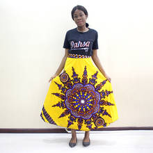 Dashiki africano amarillo 100% algodón estampado Falda larga informal para mujer africana 2024 - compra barato