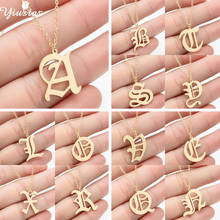 Gothic Ancient 26 Letters Initial Necklace Stainless Steel Chain Font Alphabet Necklaces for Women Men Birth Gift 2024 - buy cheap