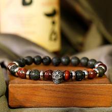 Ethnic Crown Skull Bracelets For Men Bracelet Homme Jewelry Natural Tiger Eye Lava Beads Bangle Pulsera 2024 - buy cheap