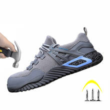 Мужская защитная обувь, дышащая безопасная обувь, легкая, Влагонепроницаемая, рабочая, устойчивая к проколу защитная обувь, мужская повседневная обувь 2024 - купить недорого