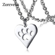 KOtik Cute Paw Heart Charm Necklace for Women Girl Stainless Steel Pet Paw Print Female Necklace Christmas Gift Jewelry 2024 - buy cheap