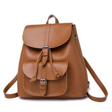 Black Soft Backpack Leather Vintage Ladies Backpack Women High Quality Female Pu 2019 New Youth Bagpack for Teenage Girl Brown 2024 - buy cheap