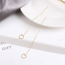Brincos geométricos simples brincos longos tassel threader, real banhado a ouro em forma de coração elegante feminino dainty brincos jóias 2024 - compre barato