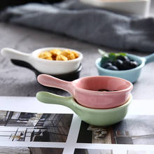Colored Glaze Seasoning Ceramic Handle Dish Soy Sauce Vinegar Dish Creative Mini with Handle Drink Saucer Japanese Tableware 2024 - buy cheap