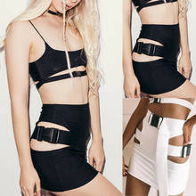 Sexy Ladies Irregular Skirt Gothic Punk Dance Clubwear Hollow Out Solid Mini Bodycon Slim Short Skirt 2024 - buy cheap
