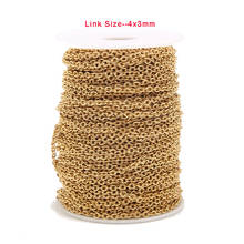 Cable de acero inoxidable en tono dorado, cadenas cruzadas, eslabones ovalados, joyería DIY, 4MM x 3MM 2024 - compra barato