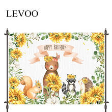 LEVOO фон для фотосъемки с изображением доски медведь белка на день рождения с изображением подсолнуха фон фотобудка для фотосессии студийная съемка ткань 2024 - купить недорого