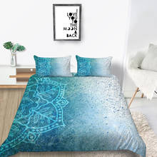 Conjunto de cama romântico estampa de mandala, design exclusivo para cama de solteiro ou casal king size 3d, capa de edredom azul e queen 2024 - compre barato