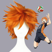 Haikyuu!! Hinata Syouyou Short Orange Fluffy Layered Cosplay Wigs Heat Resistant Synthetic Hair Anime Wig + Wig Cap 2024 - buy cheap