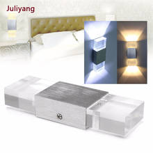 6W LED square bedroom hotel bedside lamp aluminum crystal wall lamp acrylic brick sconce AC90-260V 2024 - buy cheap
