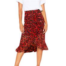 Fashion irregular skirt  streetwear women clothes 2019 Vintage Leopard Print Long Skirts Women Autumn Midi Skirt High Waist 2024 - buy cheap