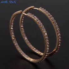 MHS.SUN New Luxury Design Women AAA Zircon Hoop Earrings Fashion Girls Ladies Big Circle Loop Earrings Vintage Jewelry 2024 - buy cheap