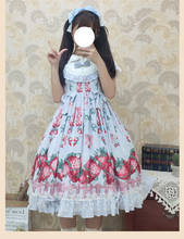 Princesa japonesa doce vestido de lolita vintage laço fofo estampa vitoriana cintura alta vestido kawaii menina gótico lolita jsk 2024 - compre barato