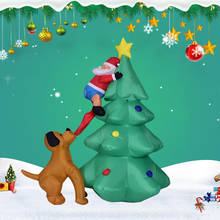 1,8 м рождественские украшения для дома, уличная елка, Санта-Клаус, собака, надувная модель светодиодный светодиодные Рождественские огни, украшения для сада Вечерние 2024 - купить недорого