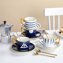 220ml Japanese Coffee Cup and Saucer Set Ceramic Tea Mugs Family Off-white Blue Milk Cup Nordic Kitchen Home Drinkwares 2024 - buy cheap