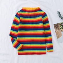 Autumn Winter Girls Sweaters Knit Toddler Kids Pullover Korean Clothes Baby Girl Sweaters Striped Rainbow Children Sweaters 2024 - buy cheap