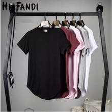 HIPFANDI 2021 Men big and tall Clothing designer citi trends Clothes T shirt homme Curved hem Tee plain white Extended T shirt 2024 - buy cheap