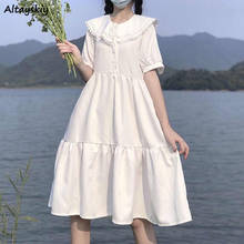 Vestidos Kawaii de verano para mujer, Vestidos de estudiantes, moda de ocio, cuello Peter Pan, estilo coreano Preppy, holgados y con estilo 2024 - compra barato