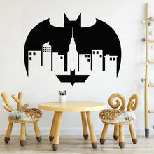 Gotham City Skyline Bat Pattern Wall Decals Vinyl Wall Stickers Art Night City Silhouette Interior Home Decoration Murals LL1130 2024 - buy cheap