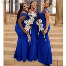 YiMinpwp Royal Blue Mermaid Bridesmaid Dresses V Neck Zipper Back Sweep Train Pleats Country Wedding Guest Party Gowns Custom 2024 - buy cheap
