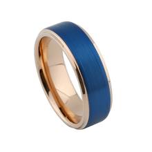 Anillos clásicos de tungsteno para hombres, sortija de boda de 8mm, color azul, rosa y dorado, a la moda 2024 - compra barato
