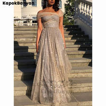 Special Design Off-the-shoulder Shiny Fabric Long Prom Dresses Floor Length Formal Evening Gown 2024 - buy cheap