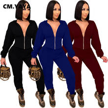 CM.YAYA Activewear Women's Set Girdling Hooded Zip Crop Tops Jogger Pants Set Sporty Tracksuit Fitness Two Piece Set Outfits 2024 - buy cheap