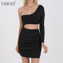 Vestidos irregulares de un hombro para mujer, vestido Sexy informal de manga larga, ceñido al cuerpo, elegante de fiesta, de noche, otoño 2019 2024 - compra barato