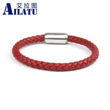 Ailatu 10pcs New Stainless Steel Bracelet Men Genuine Leather Simple Style Ladies Mix Colors Leather Jewelry for Women 2024 - buy cheap