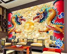 WELLYU-papel tapiz de pared 3d personalizado, tela de seda, papel de pared con personalidad, dragón de China, Fondo de TV, pintura decorativa 3d 2024 - compra barato