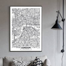 Famous City Map London Printed Canvas Painting Wall Art Pictures Black White Posters and Prints for Living Room Home Decor 2024 - buy cheap