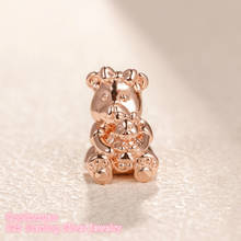 Mother's Day 100% 925 Sterling Silver Dora Bear Charm Rose gold beads Fits Original Pandora bracelets Jewelry Making 2024 - buy cheap