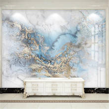 Milofi custom 3D large wallpaper mural wall cloth light luxury microcrystalline tile blue gilt marble pattern TV background wall 2024 - buy cheap