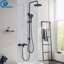 Capa de chuveiro para banheiro com misturador, ajustável, altura da parede, cor preta, fosca 2024 - compre barato